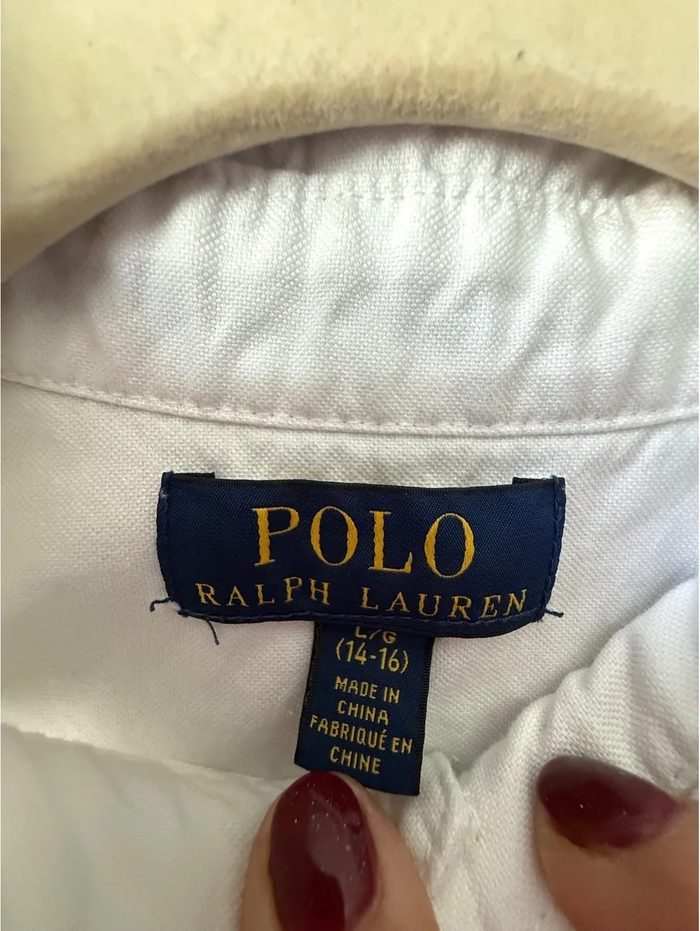 Polo Ralph Lauren Boy’sWhite Button-Down Shirt, Size Large (14-16)